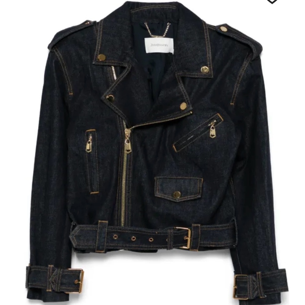 Zimmermann Jean Crush biker Jacket, Size 2 (US 6-8)